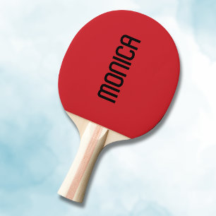 Fire Engine Red Modern Name   Trendy Minimalist  Ping Pong Paddle
