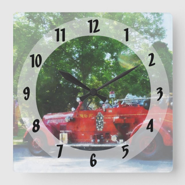 Fire Engine Square Wall Clock (Front)