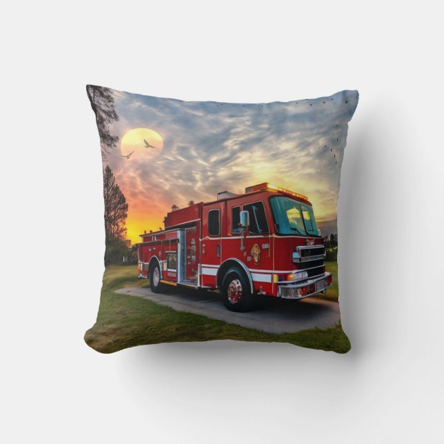 Fire Engine Throw Pillow (Front)