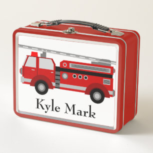 Fire Engine Truck Metal Lunch Box