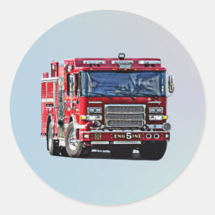Fire Engine Turning the Corner Classic Round Sticker