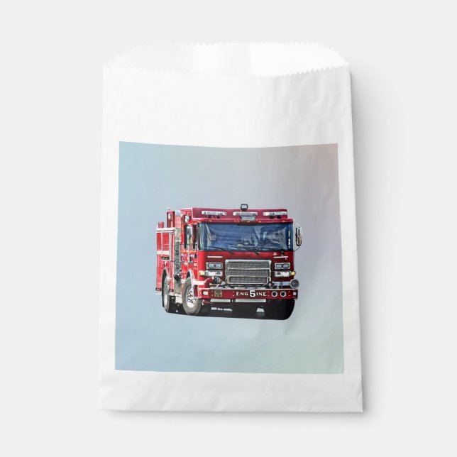 Fire Engine Turning the Corner Favour Bag (Front)
