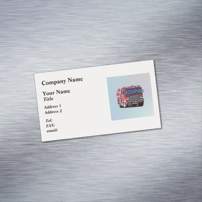 Fire Engine Turning the Corner Magnetic Business Card (In Situ)