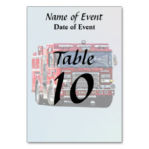 Fire Engine Turning the Corner Table Number