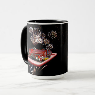 Fire Engine With Fire Works, Mug