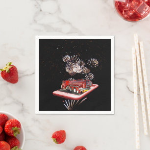 Fire Engine With Fire Works, Napkin