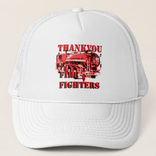 Fire Engine With Thankyou Fire Fighters Logo, Trucker Hat