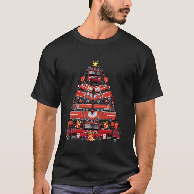 Fire Engine Xmas Decoration Santa Fire Engine Chri T-Shirt (Front)