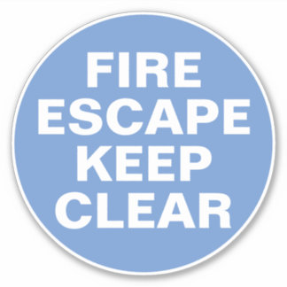 Fire Escape Sign - Blue & White Sign Sticker