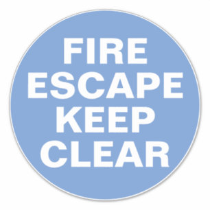 Fire Escape Sign - Blue & White Sign Sticker