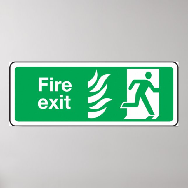 Fire Exit Safety Sign Emergency Evacuation (Front)