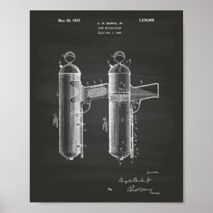 Fire Extinguisher 1925 Patent Art  - Chalkboard Poster