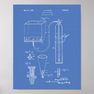Fire Extinguisher 1930 Patent Art - Blueprint Poster