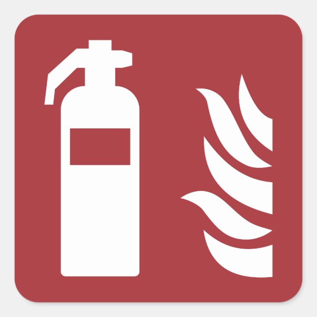 Fire Extinguisher Safety Sign Square Sticker (Front)
