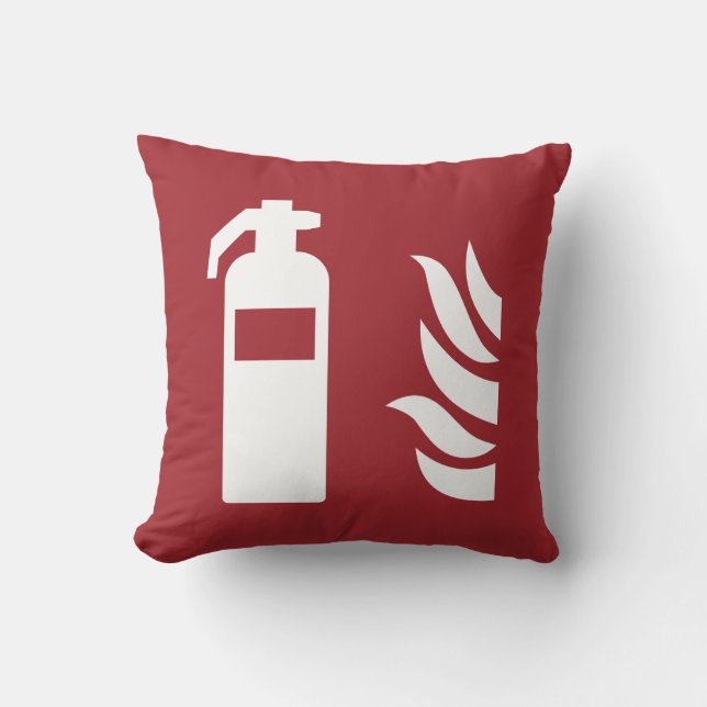 Fire Extinguisher Safety Sign Throw Pillow (Front)