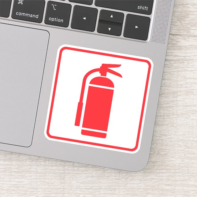 Fire extinguisher symbol, red on white, red border (Detail)