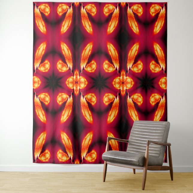 Fire Feather Dream Catcher Red 7 Tapestry (In Situ)
