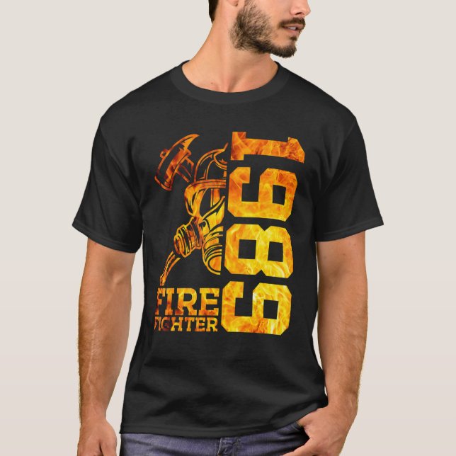 Fire Fighter 1989 33 Years Fire Brigade 33rd Birth T-Shirt (Front)