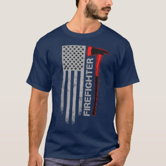 fire fighter axe with american flag grunge Classic T-Shirt