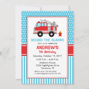 Fire fighter Birthday Invitation