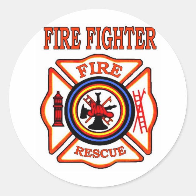 FIRE FIGHTER CLASSIC ROUND STICKER (Front)