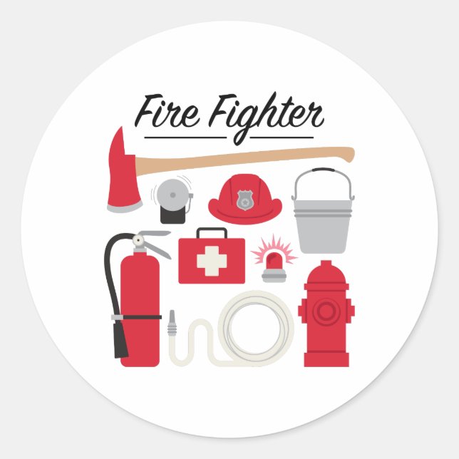 Fire Fighter Classic Round Sticker (Front)
