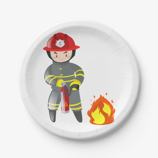 Fire Fighter Extinguisher Paper Plate (Front)