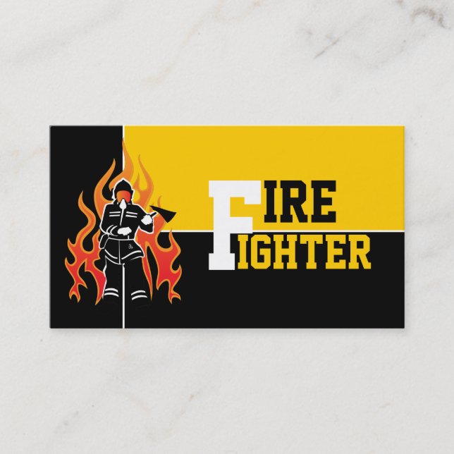 Fire fighter/fireman eye catching business cards (Front)