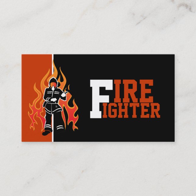 Fire fighter/fireman eye catching business cards (Front)
