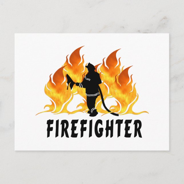 Fire Fighter Flames Postcard (Front)