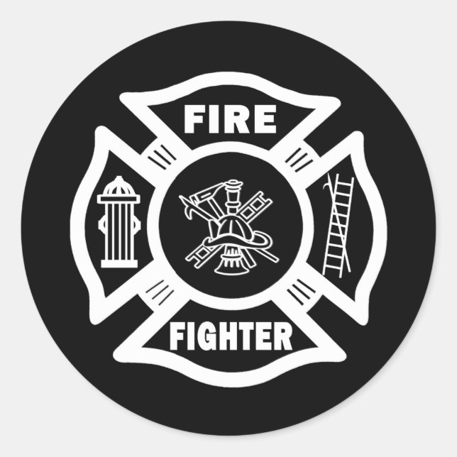 Fire Fighter Maltese Classic Round Sticker (Front)