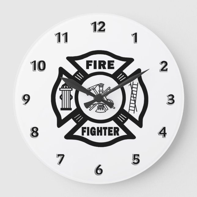 Fire Fighter Maltese Logo Large Clock (Front)