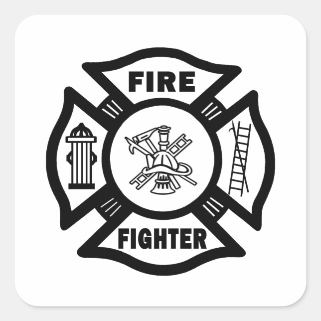 Fire Fighter Maltese Square Sticker (Front)
