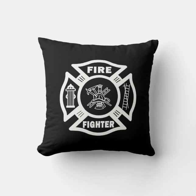 Fire Fighter Maltese Throw Pillow (Front)