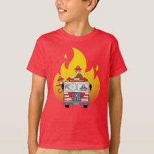 Fire Fighter Monkeys in a Fire Truck Kids Tee