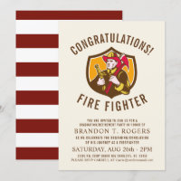 Fire Fighter Retro Style Graduation Announcement
