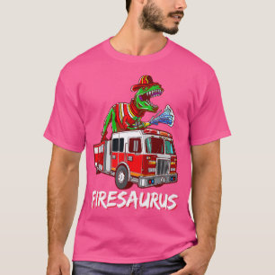 Fire Fighter Saurus Firetruck Fireman Dinosaur T R T-Shirt
