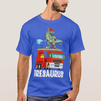 Fire Fighter Saurus Firetruck Fireman Dinosaur  T-Shirt