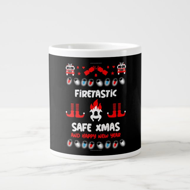 Fire-fighter ugly xmas   large coffee mug (Front)