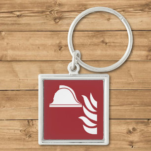 Fire Fighting Helmet Safety Sign Keychain