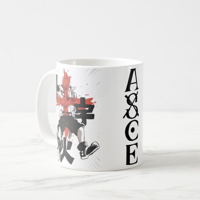 🔥Fire Fist Anime Coffee Mug – Flame Pirate☕ (Devant gauche)