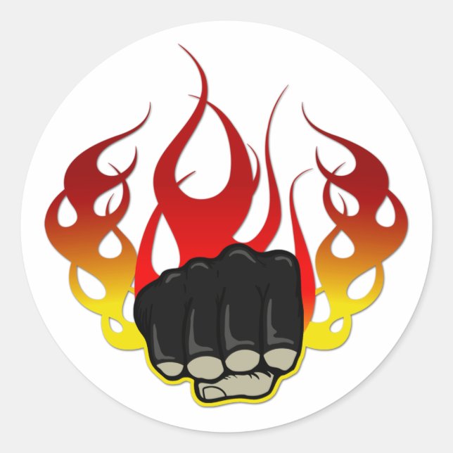 Fire fist classic round sticker (Front)