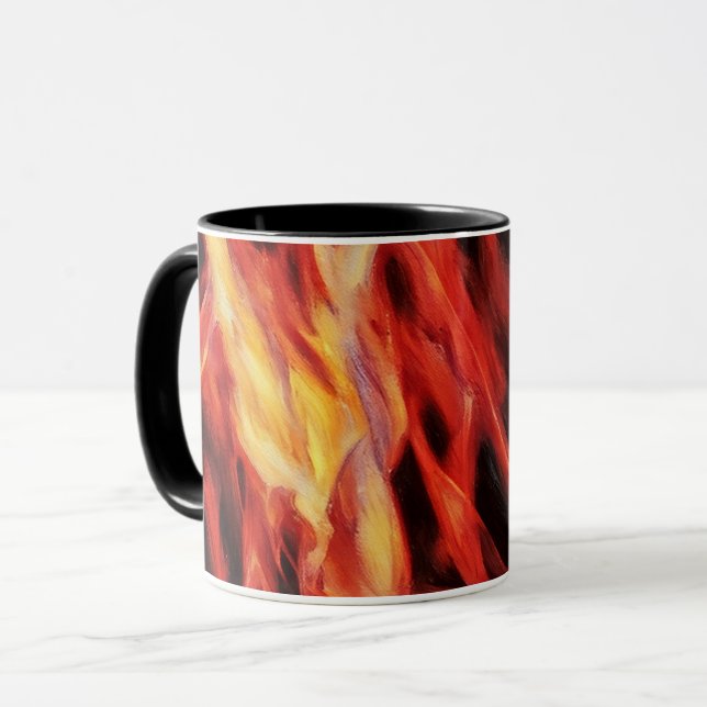 Fire Flame Abstract Art Red Gold Tones Mug Cup (Front Left)