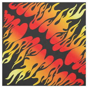 Fire flame bonfire red yellow black pattern fabric