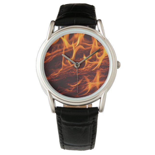 Fire flame macro  in fireplace watch (Front)