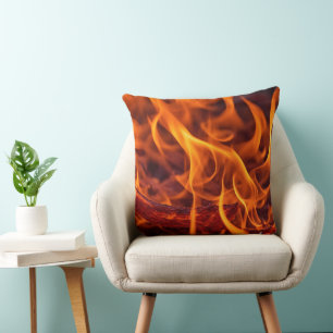Fire flame macro  throw pillow