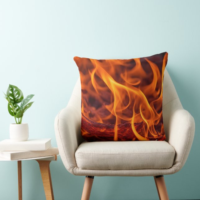 Fire flame macro  throw pillow (Chair)