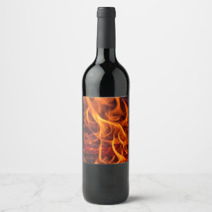 Fire flame macro  wine label