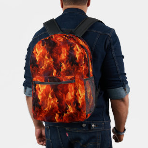 Fire Flame Pattern Printed Backpack