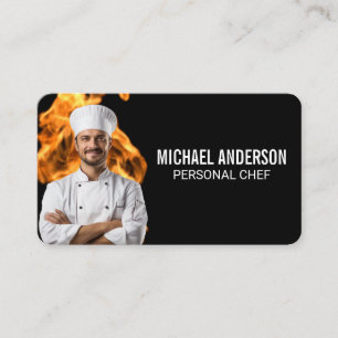 Fire Flame   Smiling Chef   Culinary Business Card